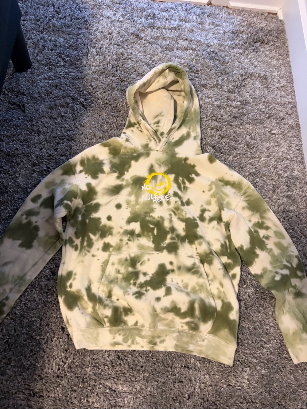 Tie-Dye Green & Cream Kids Hoodie Sweatshirt